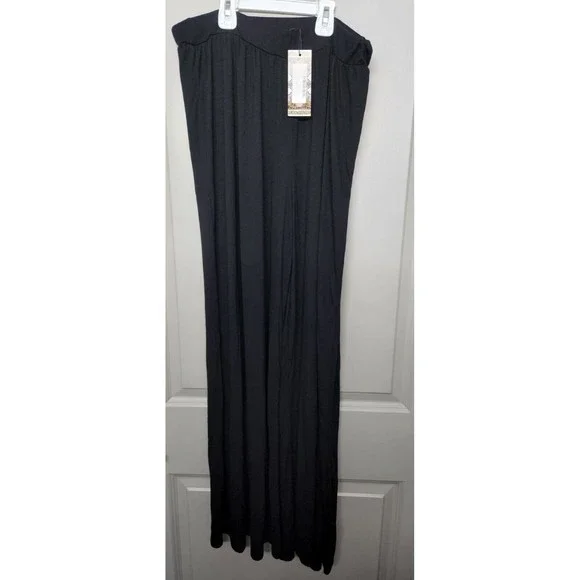 Boohoo Womens Size 12 Basic Jersey Midaxi High Waisted Pants Black Soft - Picture 2 of 8